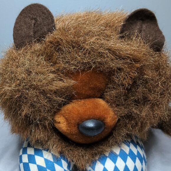 Frosch Und Freunde Lion Bavarian Check Plush Frogs and Friends West Germany - Picture 9 of 12